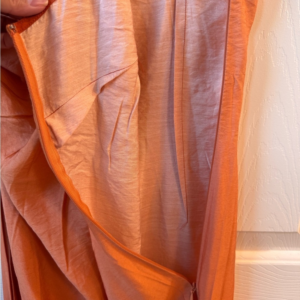 NWT Madewell One-Shoulder Midi Slit Dress size 00 Orange NP094 - Picture 10 of 16